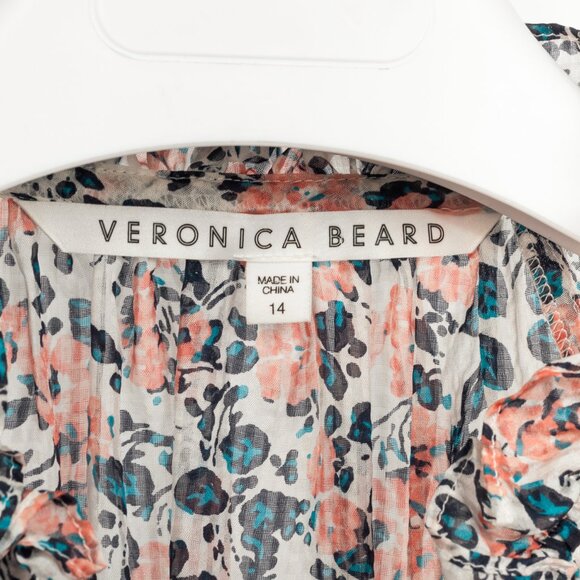 Veronica Beard Antonette White Floral-Print Silk Ruffled Blouse - Picture 8 of 10